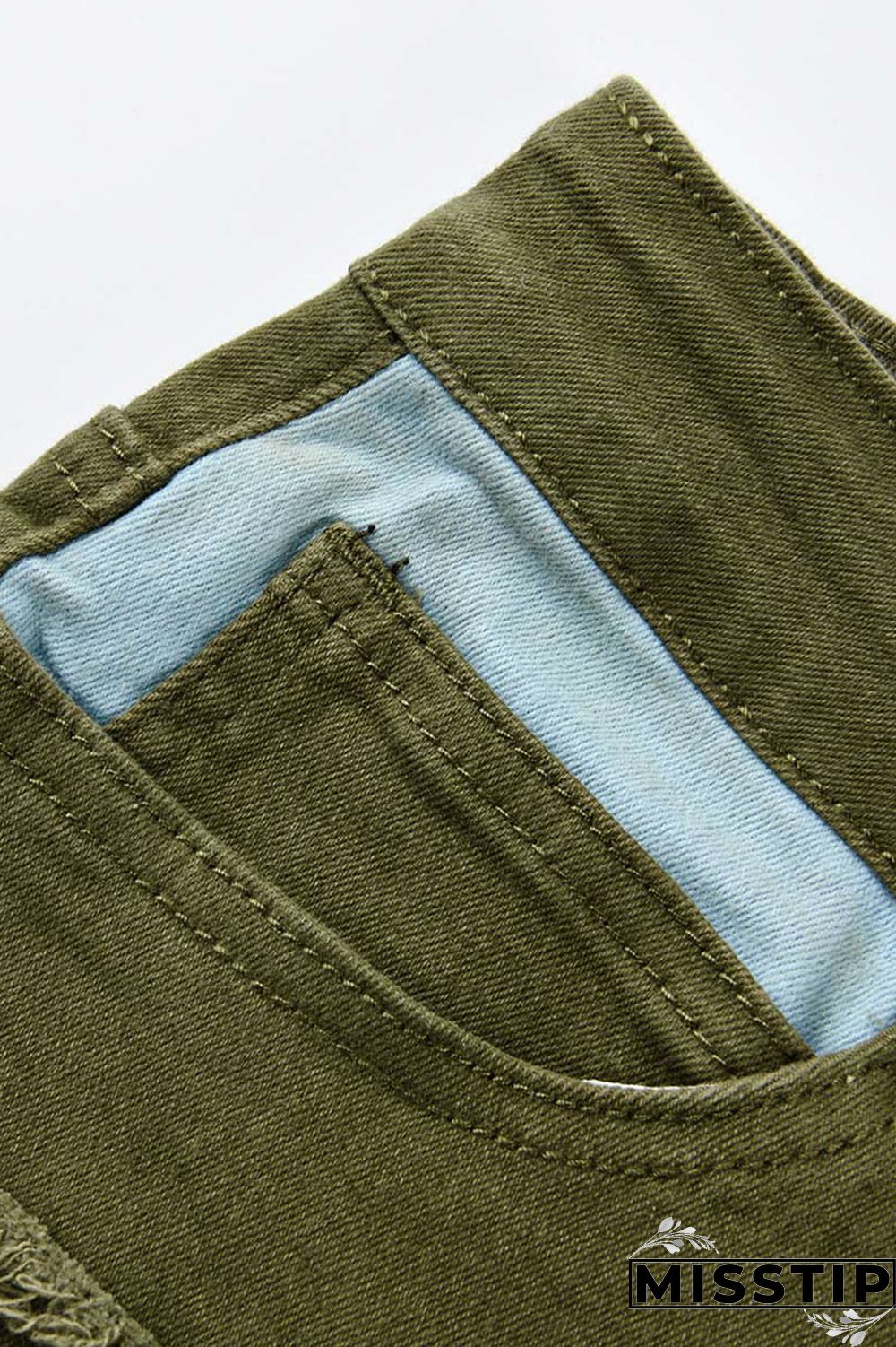 Green Fashion Patchwork Denim Jeans