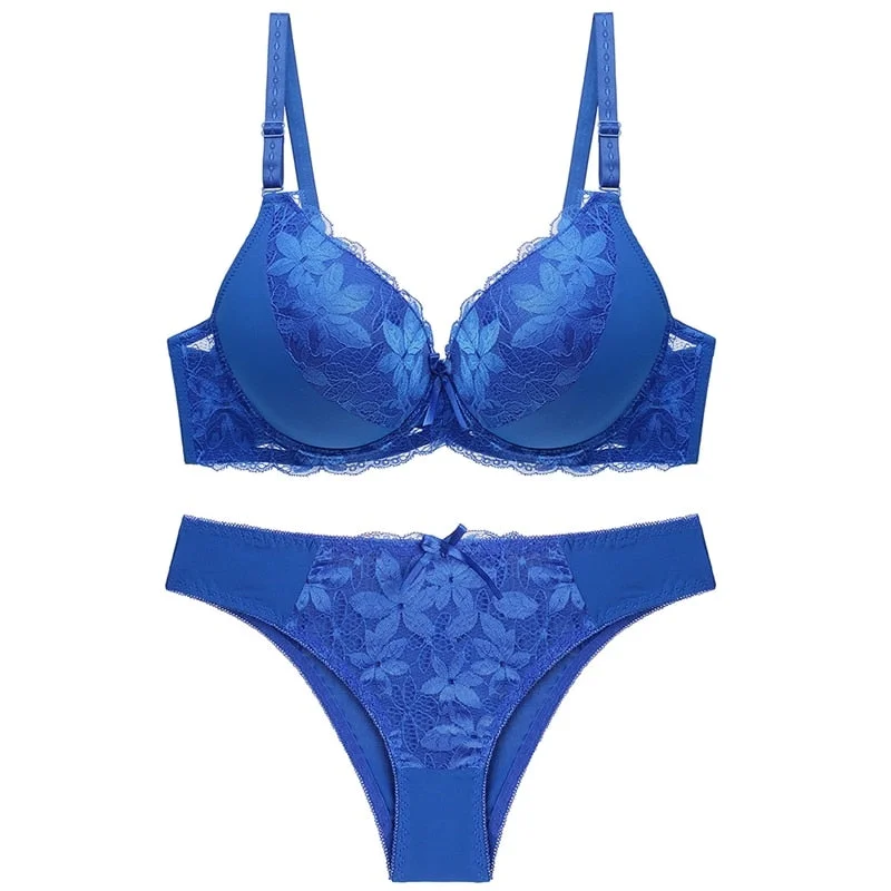 Ensemble Lingerie Lace Bra And Thong Set Underwire Plus Size Push Up Bra Set Tow Hook-and-Eye Woman's Lingerie Women's Intimates