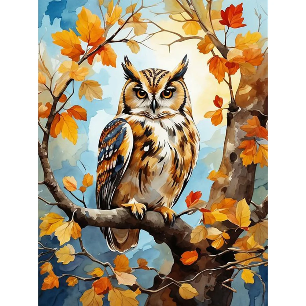Diamond Painting - Full Round Drill - Autumn Owl(Canvas|30*40cm)