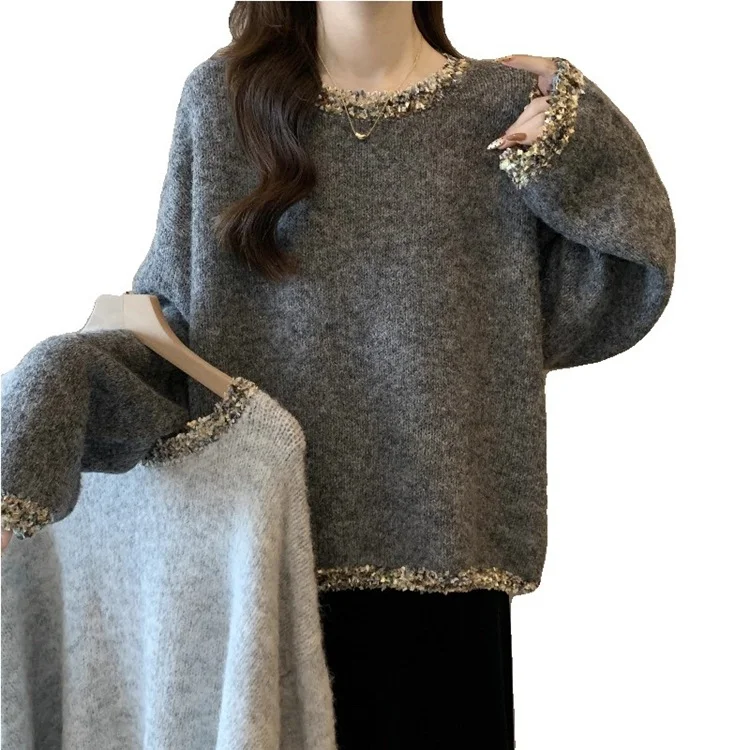 Athvotar Athvotar Velvet] Fashion Sweet Bow Soft-Cuffed Cardigan Women's Autumn And Winter New Loose Temperament Sweater