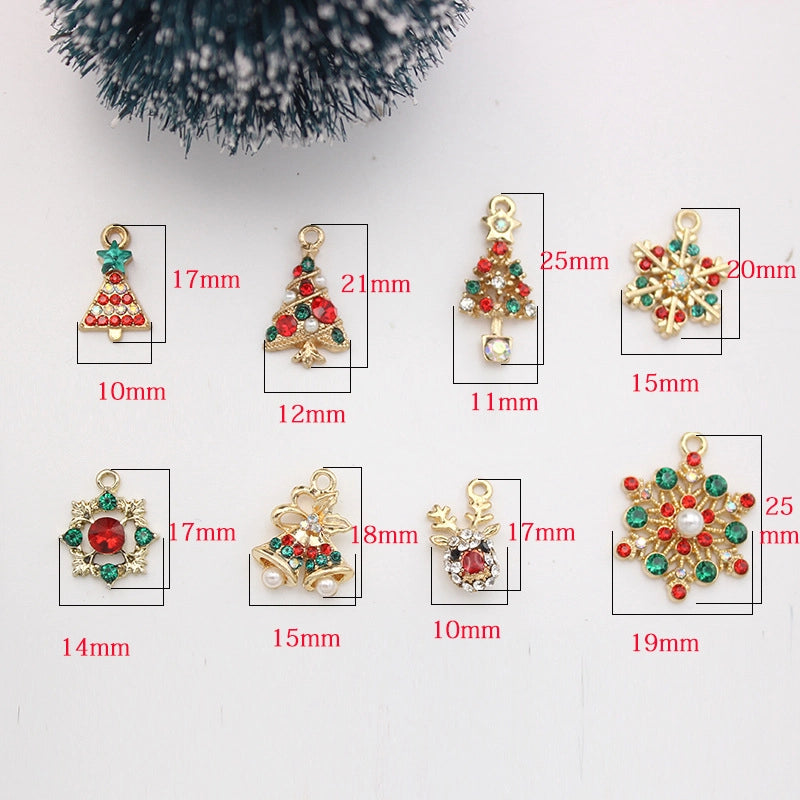 1 Set 15 * 20mm Alloy Pearl Zircon Christmas Tree Bell Snowflake Pendant Jewelry Accessories