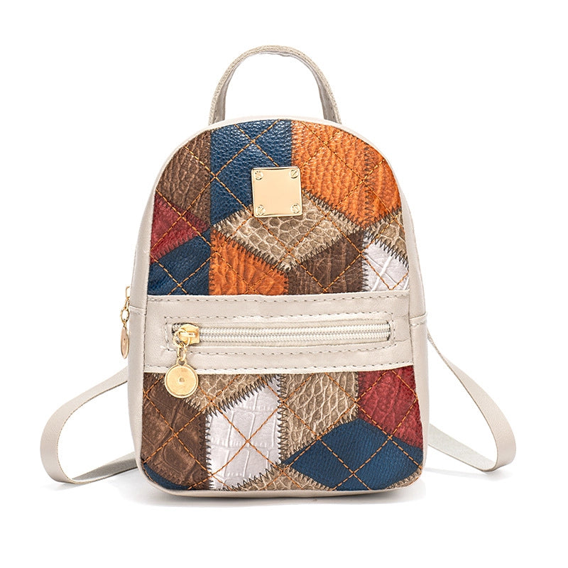 Geometric Color Block School Daily Shopping Women’s Backpack