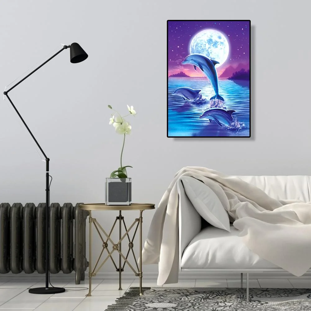 Diamond Painting - Full Round Drill - Jumping Dolphin(30*40cm)
