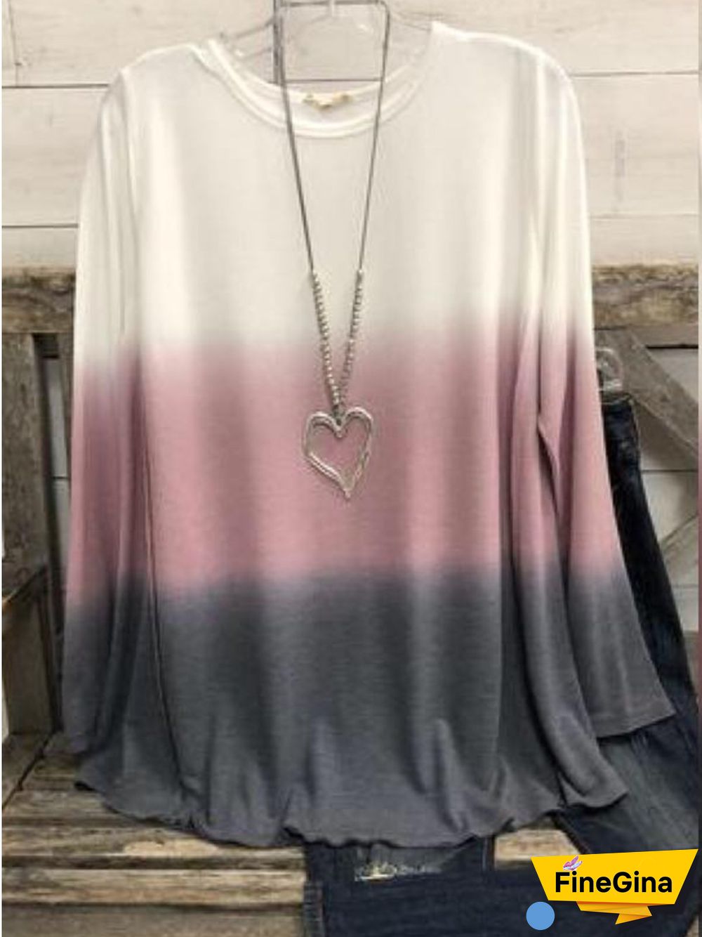Multicolor Color-Block Long Sleeve Crew Neck Casual T-shirt