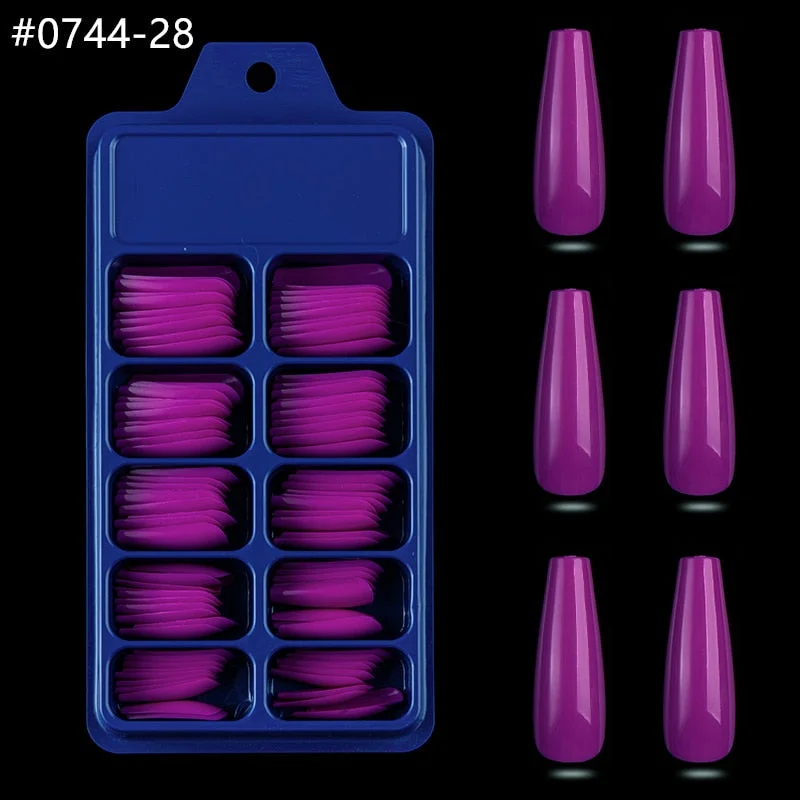 Lamemoria 100/500pcs/opp/box Fake Nails Coffin Nail Tips Press on Nails Natural Clear Long Ballerina DIY False Nail Full Cover-Nail Inspo