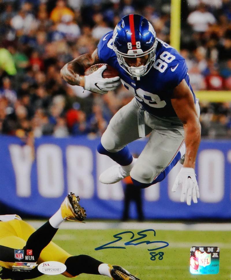 Evan Engram Autographed New York Giants 8x10 Dive PF Photo Poster painting- JSA W Auth *Blue