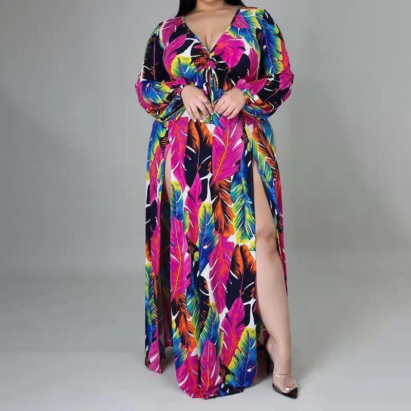  thdmladies Color Feather Printed Dress thedmladies