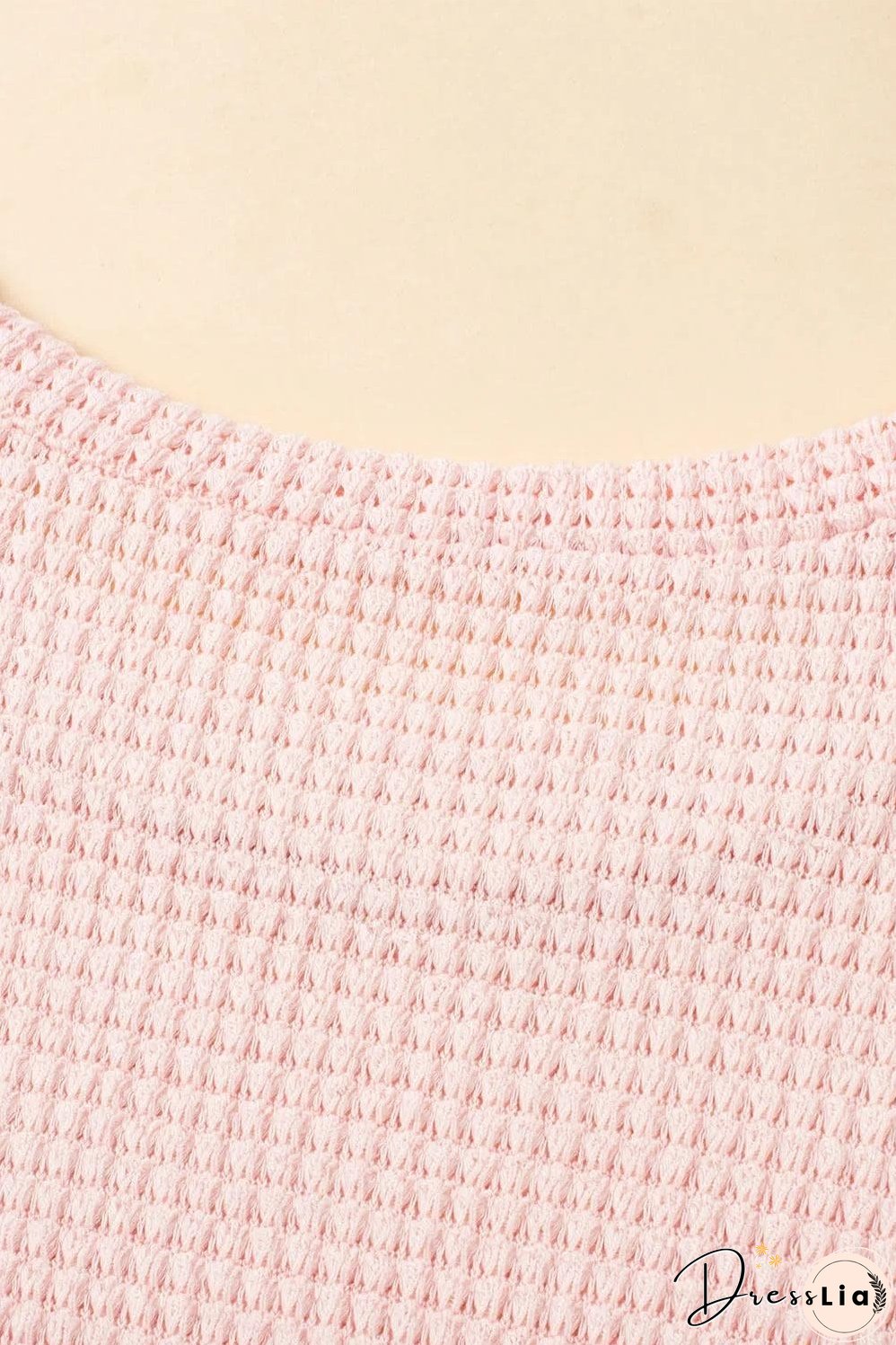 Pink Fringe Trim Textured Short Two Piece Set