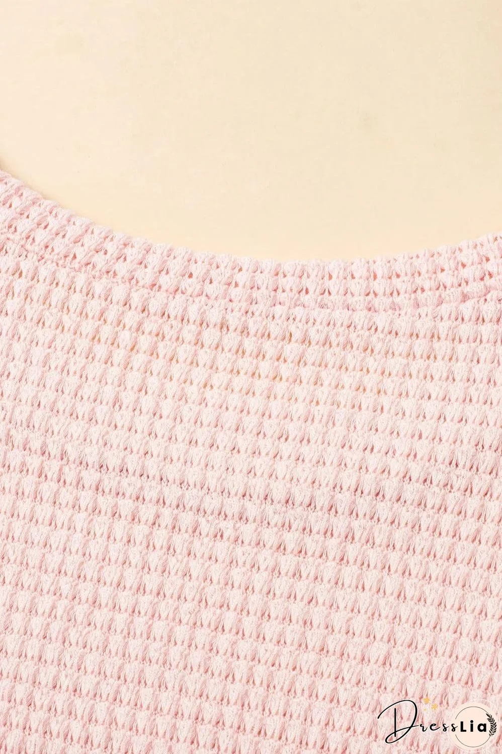 Pink Fringe Trim Textured Short Two Piece Set