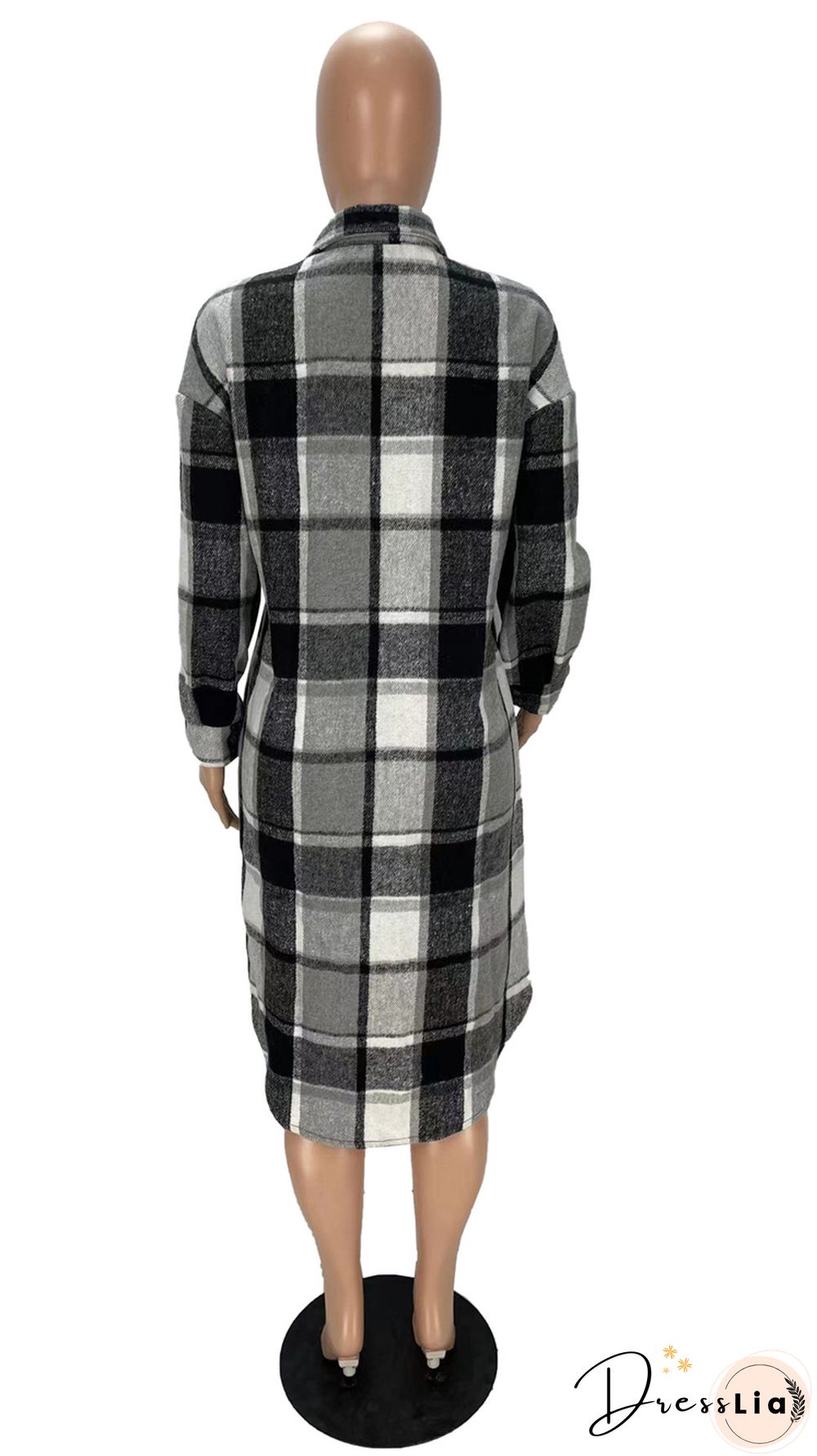 Classic Plaid Shirt Woolen Long Coat