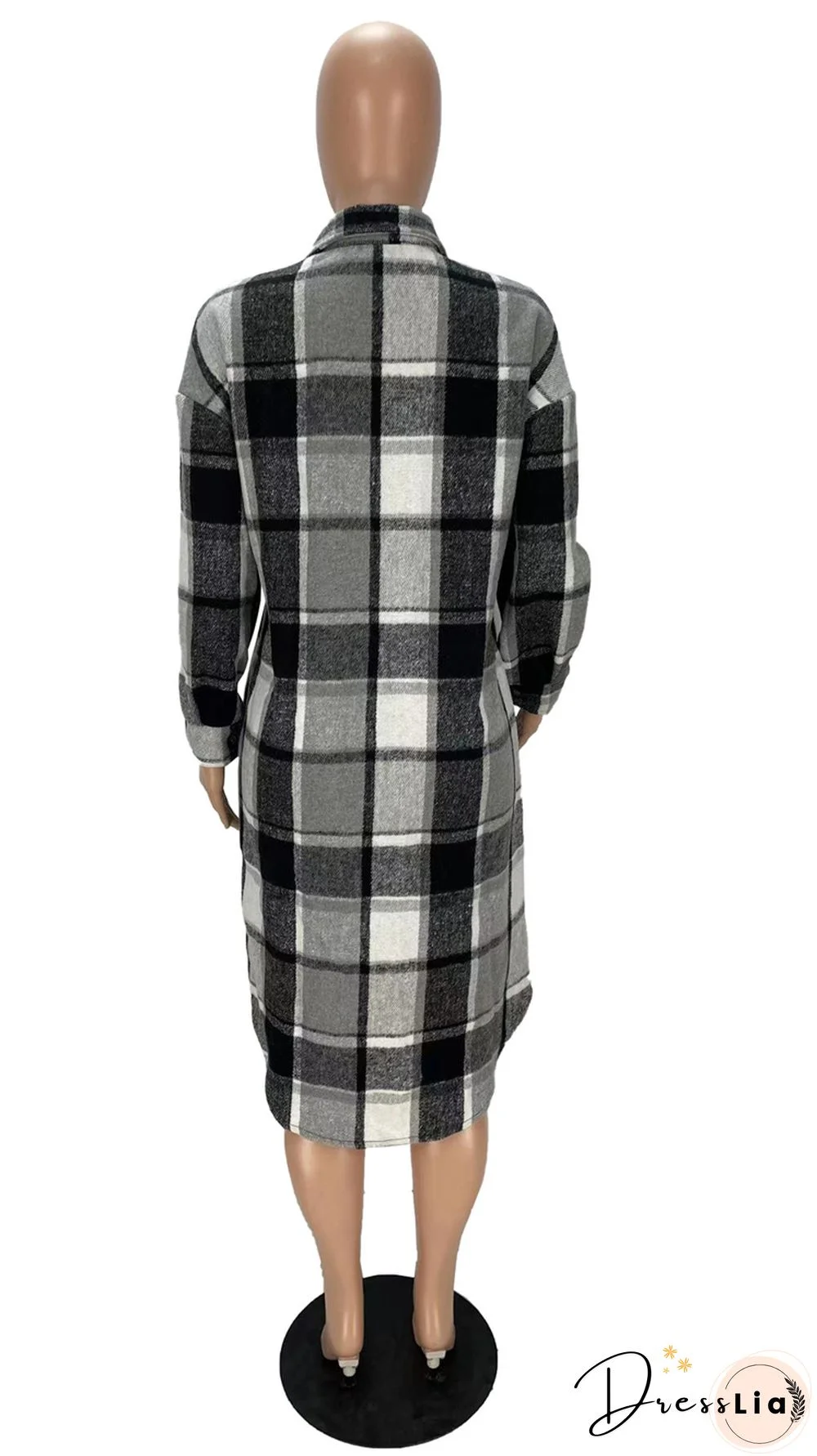 Classic Plaid Shirt Woolen Long Coat