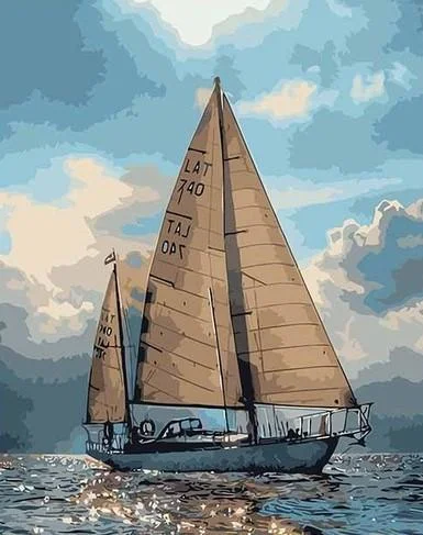 Sailboat Crosses the Sea - Seascape Paint By Numbers DQ20250