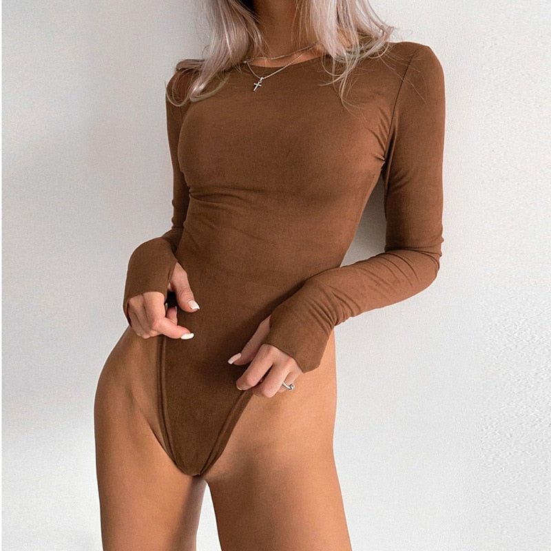 Gitana Sexy V Neck Button Bodycon Bodysuit Women Solid Long Sleeve Overall Body Tops Rompers Casual Autumn Winter Slim Bodysuits