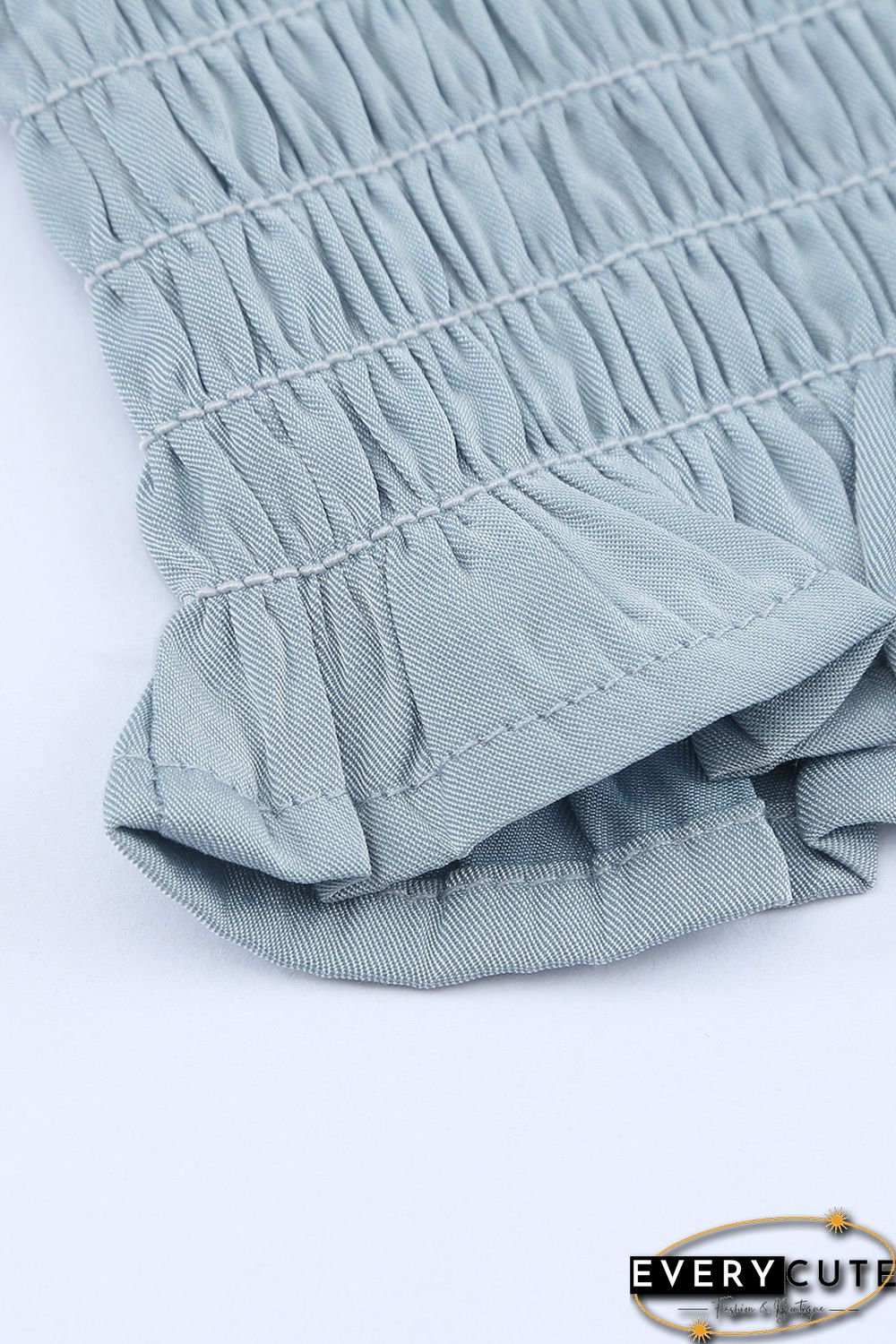 Sky Blue Puff Sleeve Smocked Top