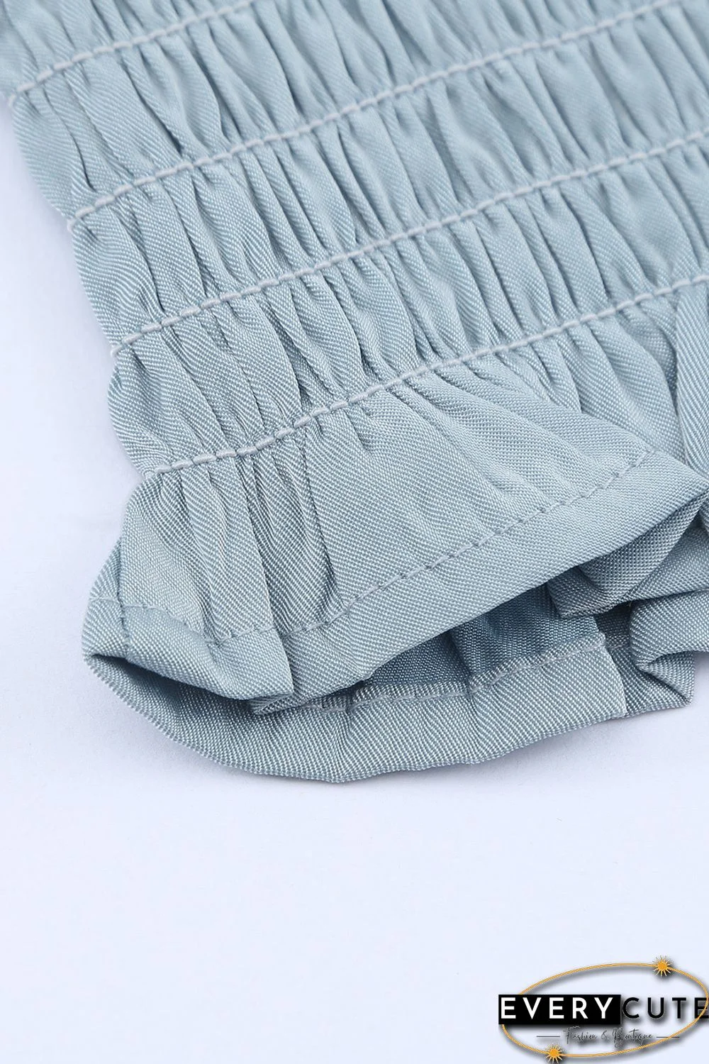 Sky Blue Puff Sleeve Smocked Top