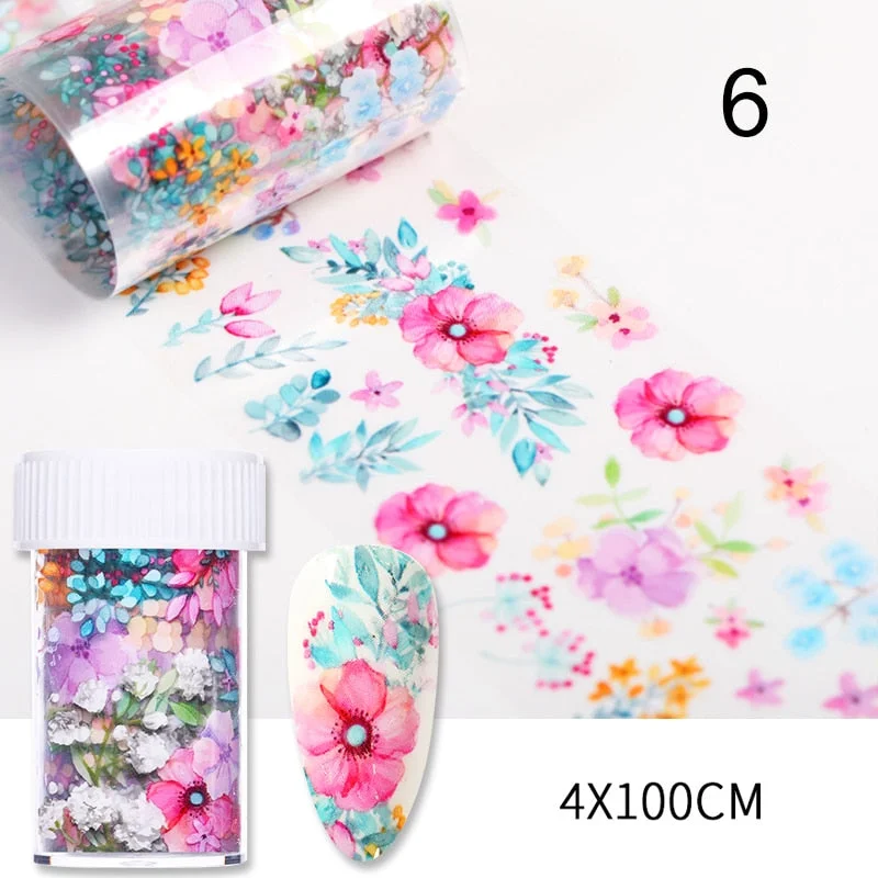 10Pcs/Bag Marble Nail Art Transfer Foil Sticker Flower French Tip Wraps Adhesive Decals Nails Decoration Manicures Accessories-Nail Inspo