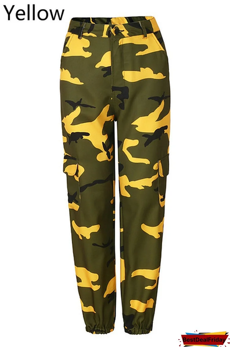 Women Camo Trousers Casual Loose Pants Military Army Combat Camouflage Jeans Sports Jogger Pants Hip Hop Pants