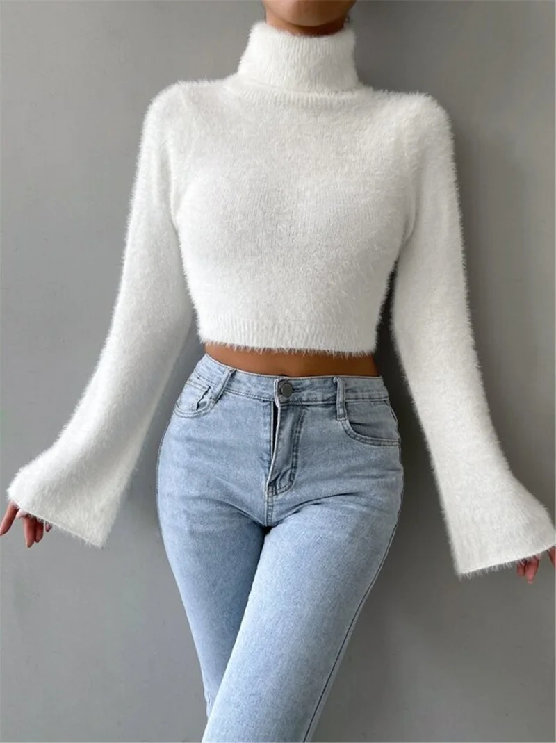 Athvotar Athvotar And Winter New High-Collar Short-Term Navel Uffin Sweater