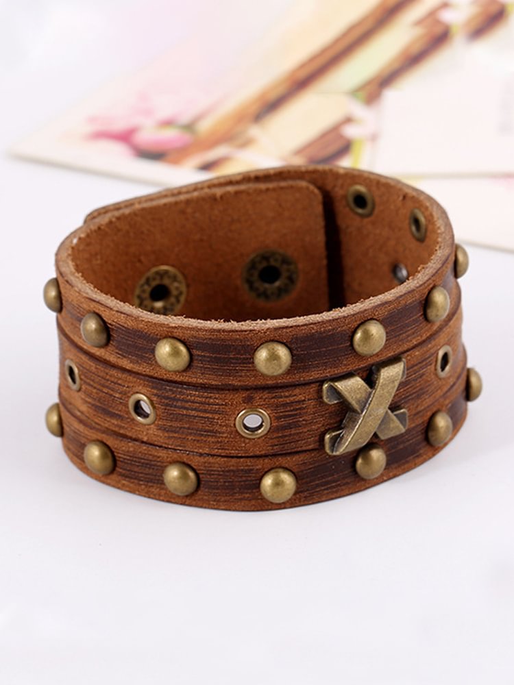 Men's Vintage Punk Studded Leather Bracelet