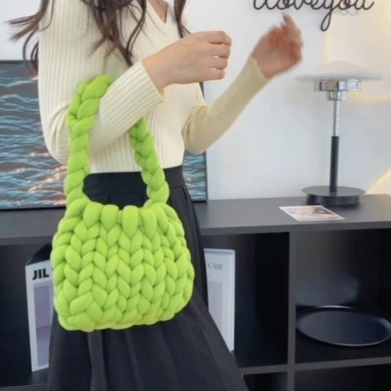 Women’s Large Cotton Solid Color Cute Basic Square Open Underarm Bag