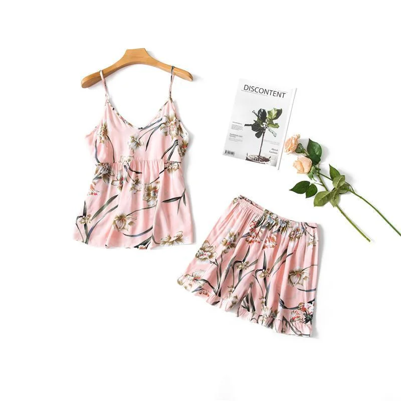 Women'S Two-Piece Suspenders Cotton Silk Sexy Shorts