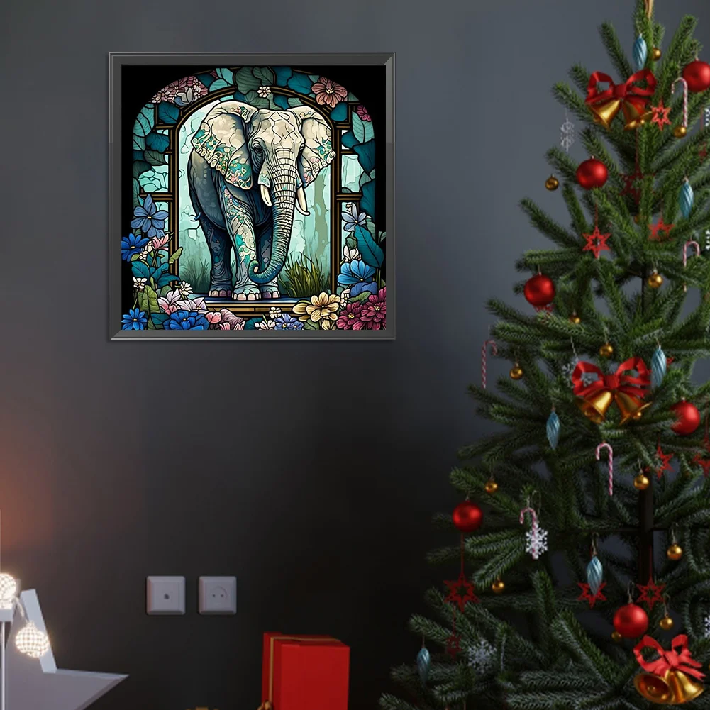 Diamond Painting - Full Round Drill - Stained Glass Elephant(Canvas|40*40cm)