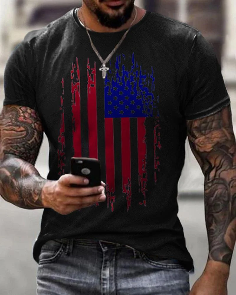 Men New Print Casual T-shirt-15