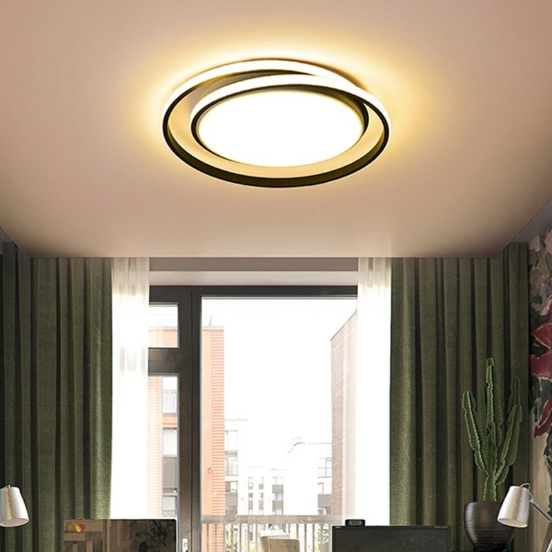 Round Modern Led Ceiling Lights For Living Room Bedroom Fixture Remote Controller+Dimmable White Or Black Ceiling Lamp