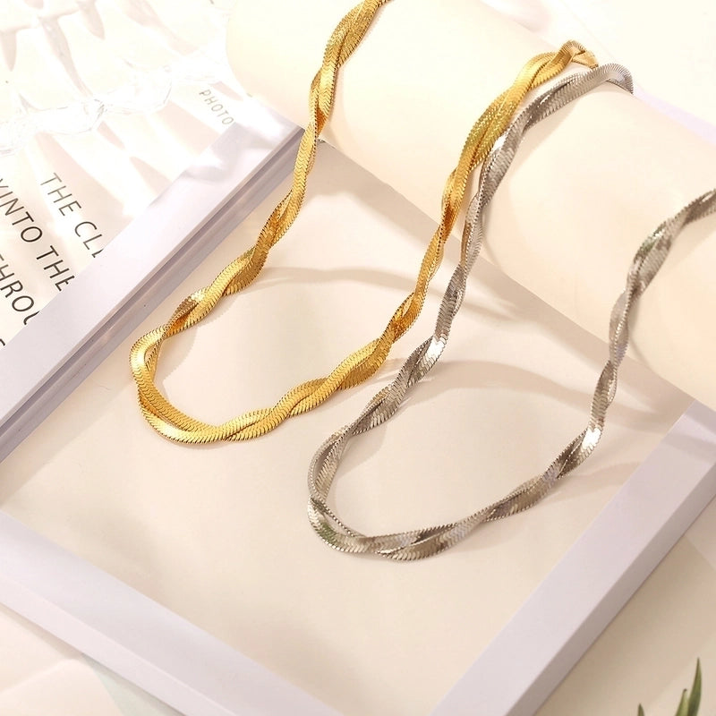 304 Stainless Steel 18K Gold Plated Casual Minimalist Plating Twist Necklace