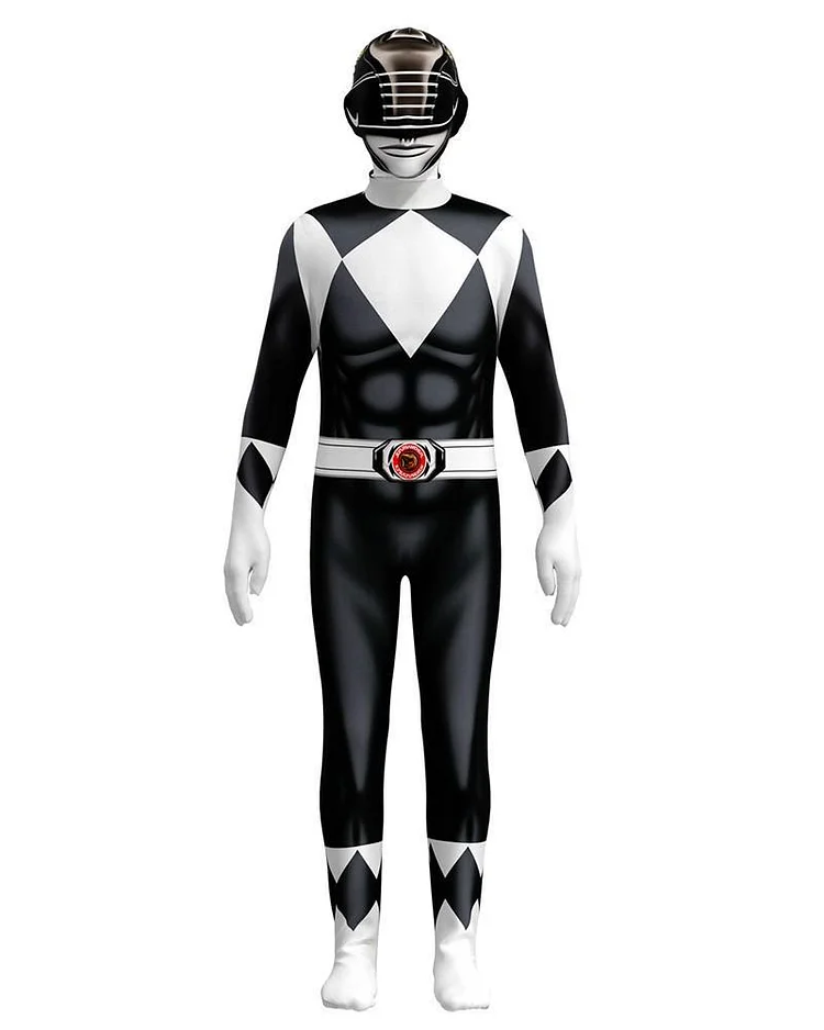 Mayoulove Boys Black Mighty Morphin Power Rangers Kids Cosplay Halloween Costume-Mayoulove