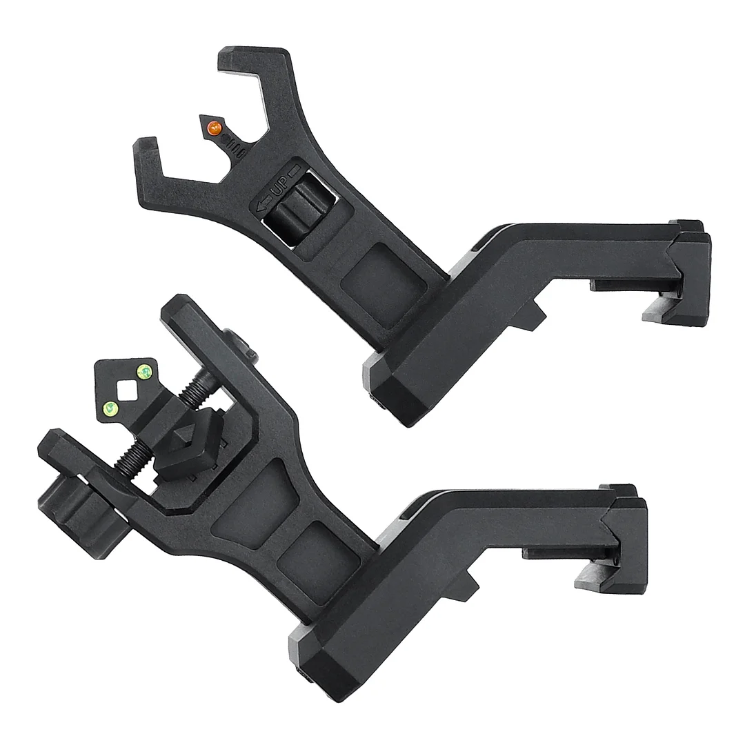 ohhunt&reg; Fiber Optic Sights, 45 Degree Offset Flip Up Front and Rear Backup Sights with Green Red Fiber Optics Dots, Tool-Free Adjustable Front Sight Rapid Transition