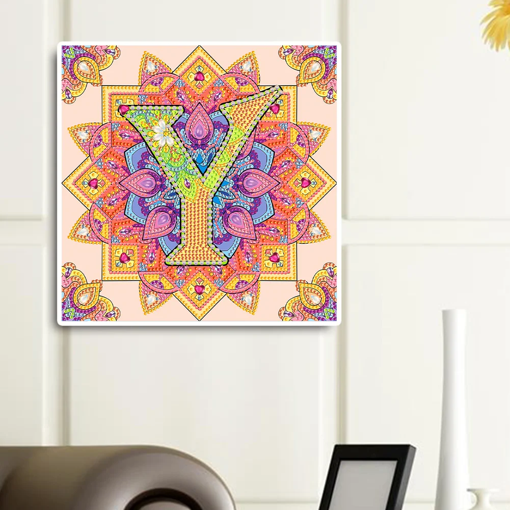 Special Shape Diamond Painting 30*30cm - Y Letter Mandala