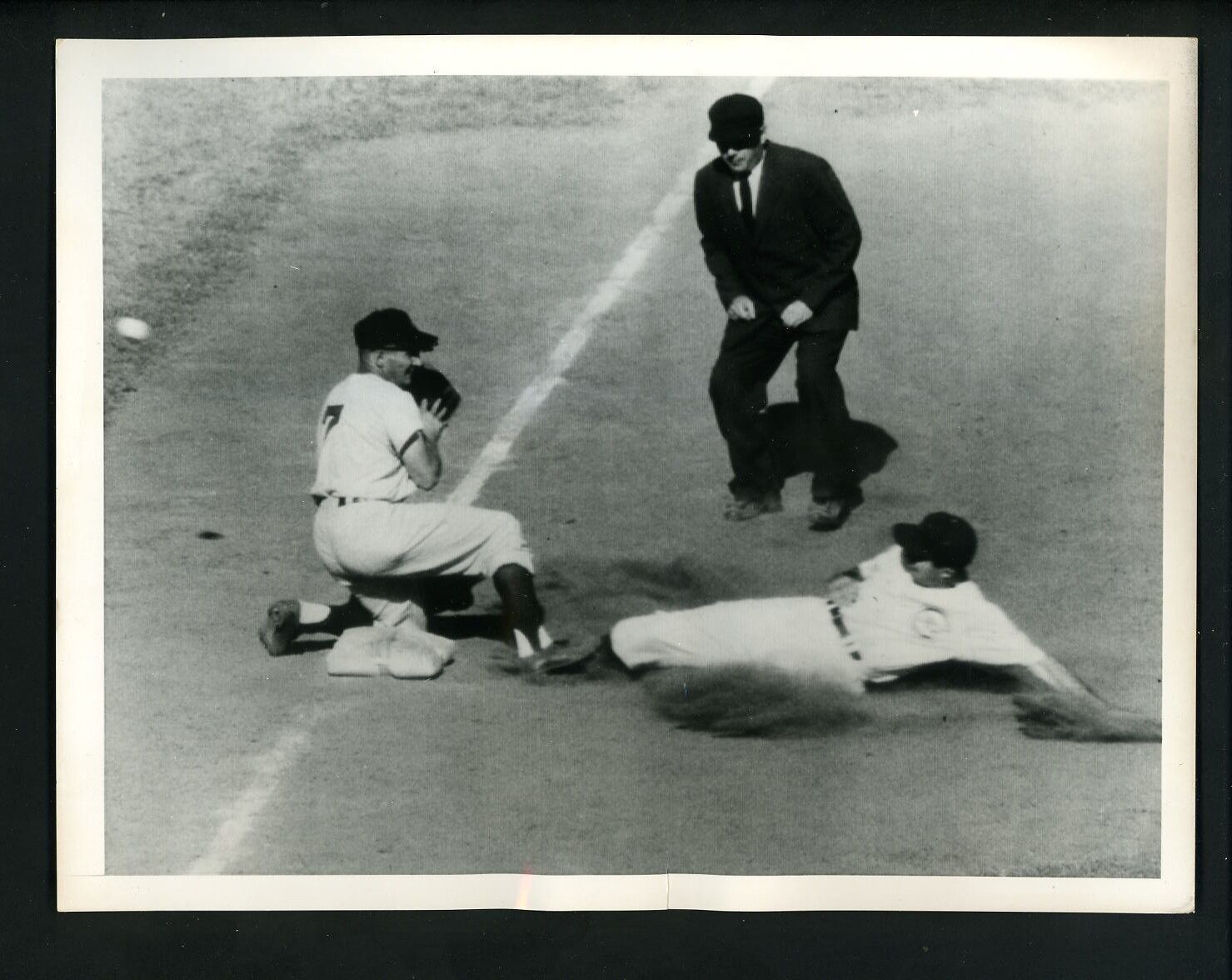 Randy Jackson Al Rosen Umpire Barlick 1955 All-Star Game Press Photo Poster painting Cubs Indian