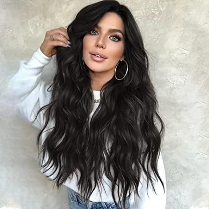 Long Curly Hair Front Lace Wig Female Hair Wigs Chemical Fiber Wig Headgear