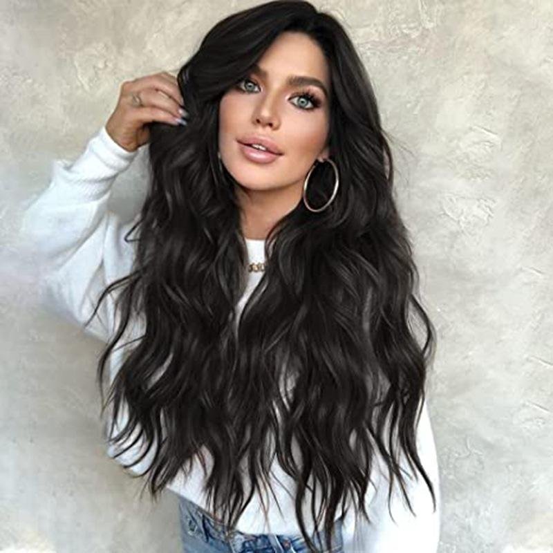 Long Curly Hair Front Lace Wig Female Hair Wigs Chemical Fiber Wig Headgear | EGEMISS