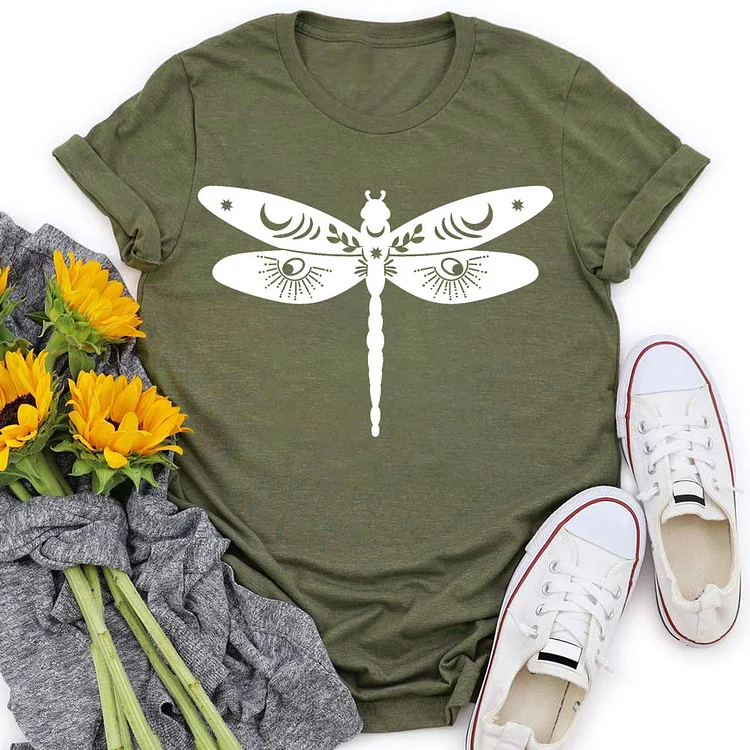 Dragonfly Sun and moon T-shirt Tee -05607