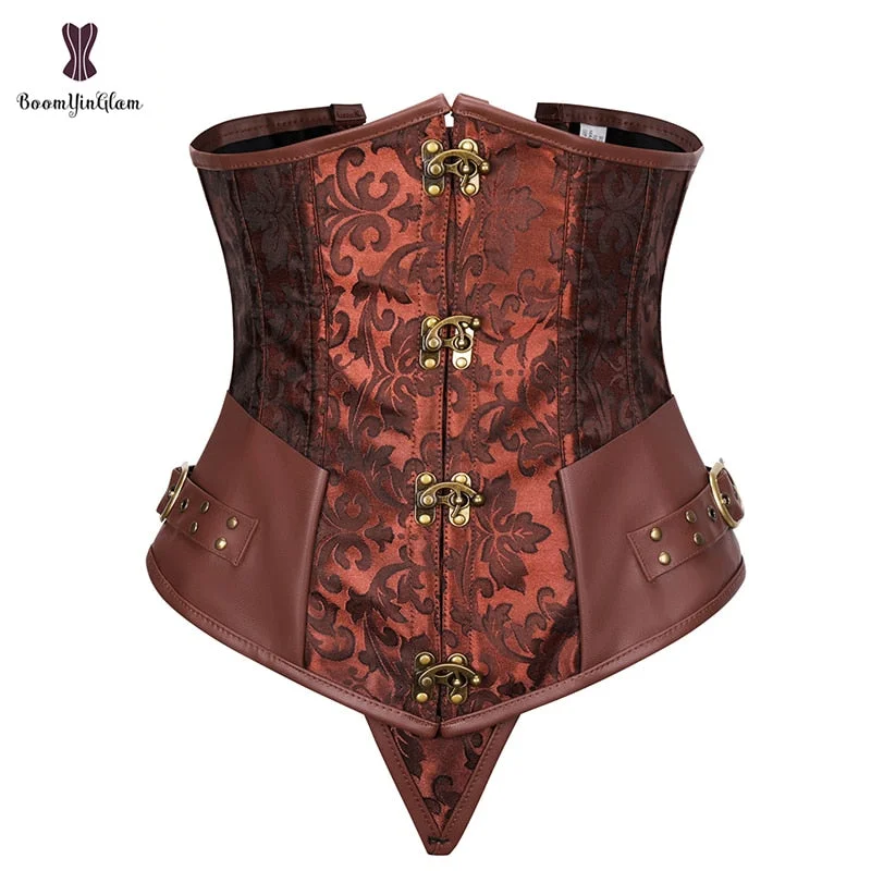 Gothic Steampunk Heavy Duty Waist Cincher Underbust Corset Bustier Trainer Plus Size S-6XL