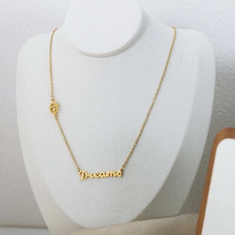 Sweet Solid Color Titanium Steel 18K Gold Plated Plating Necklace