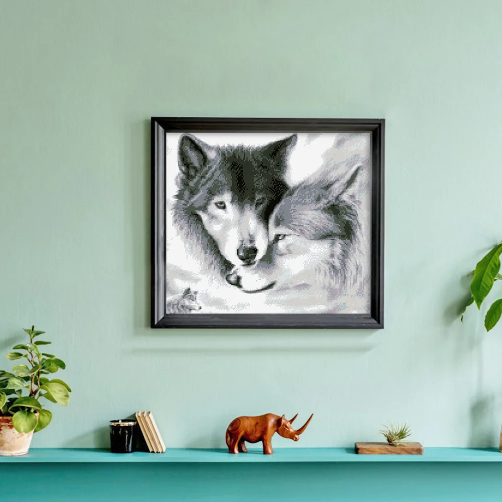 9CT Full Stamped Cross Stitch Bead Embroidery- Wolf(Canvas|48*41CM)