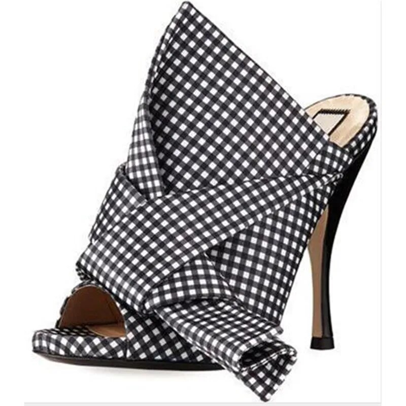 Gold Bowtie WomenSandals Slippers Knot Slides Gladiator Sandals Runway High Heels Dress Mules Shoes 35-44
