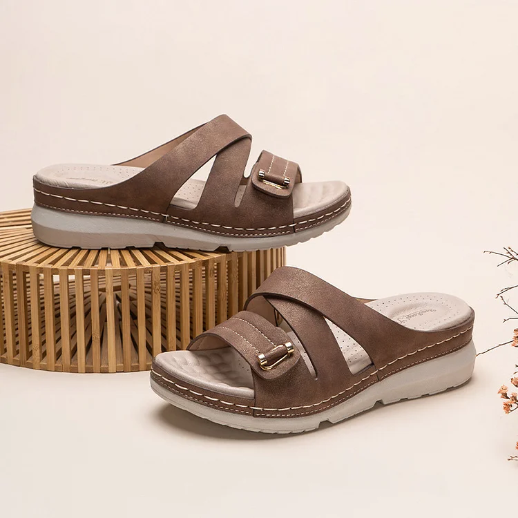 Plus Size Casual Coffee Thick Bottom Slippers  Flycurvy [product_label]