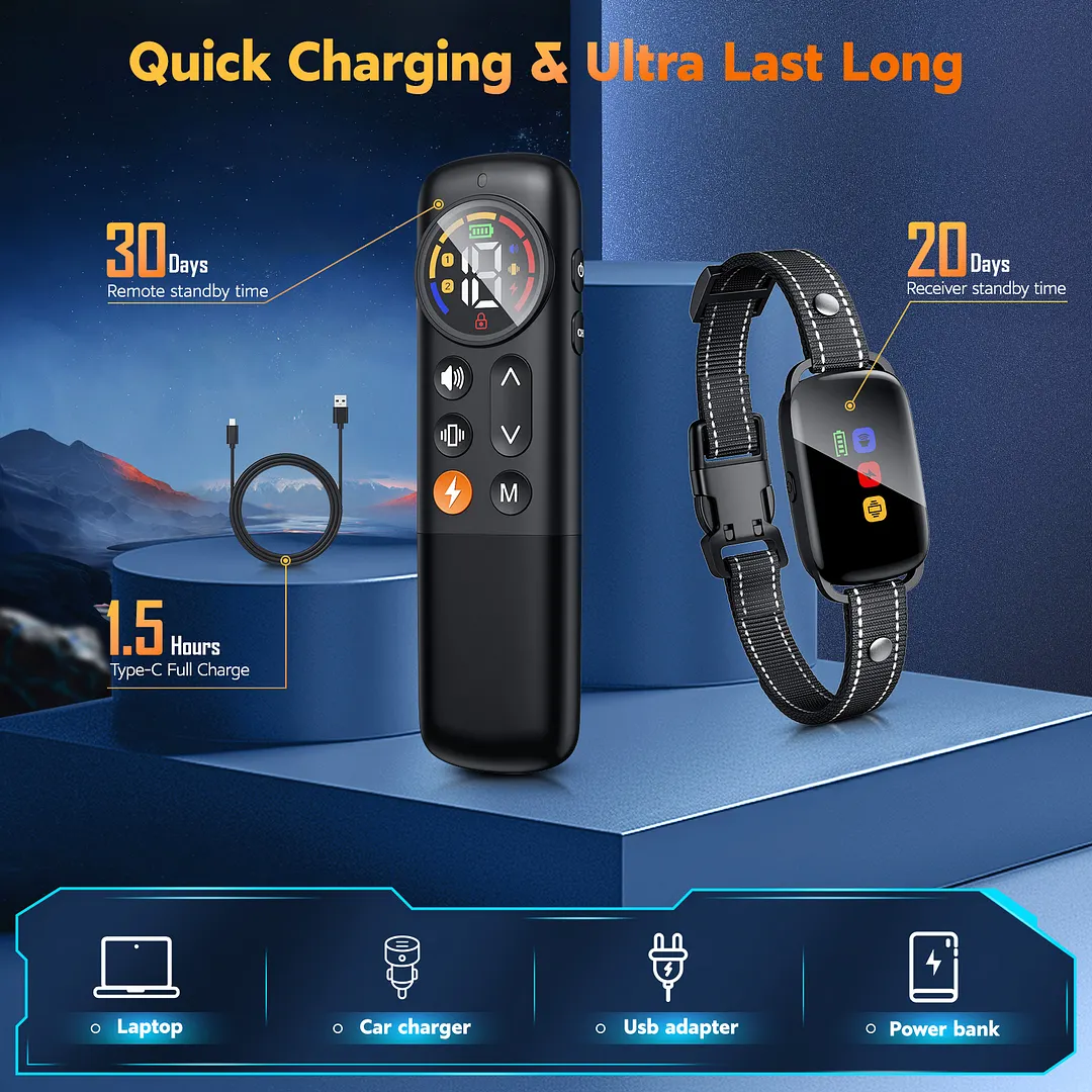 BEBANG Dog Training Collar with Remote, Waterproof Shock Collar with 3 Training Modes for Large Medium Small Dogs, Security Lock