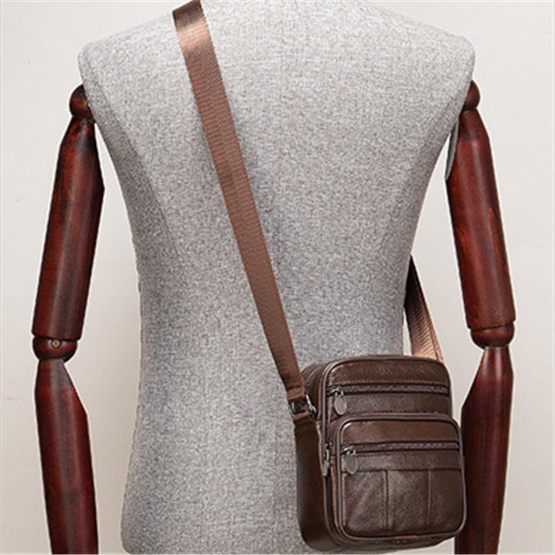 Men's Vintage Style Casual Leather Solid Color Crossbody Packs Shoulder Bag