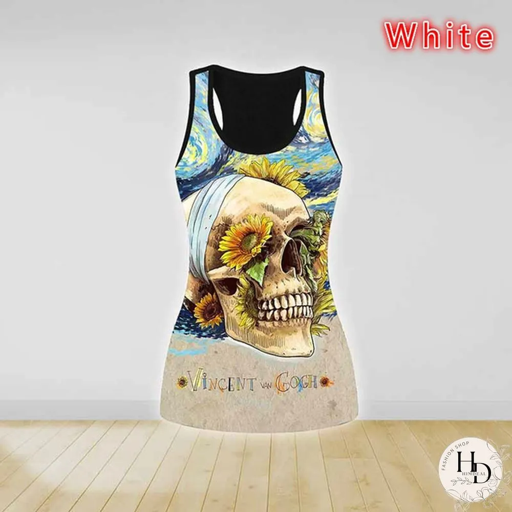 Womens Fashion Skull Print Punk Vest Slim T-shirt