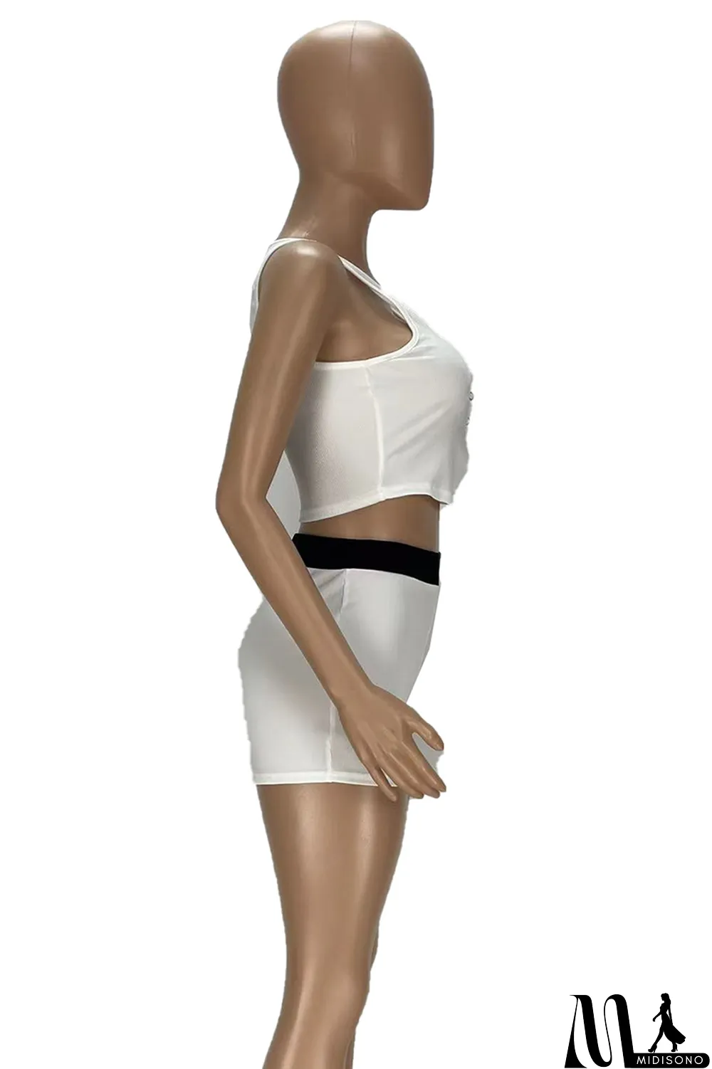 MidiSono - Red Sexy Solid Buckle V Neck Sleeveless Two Pieces