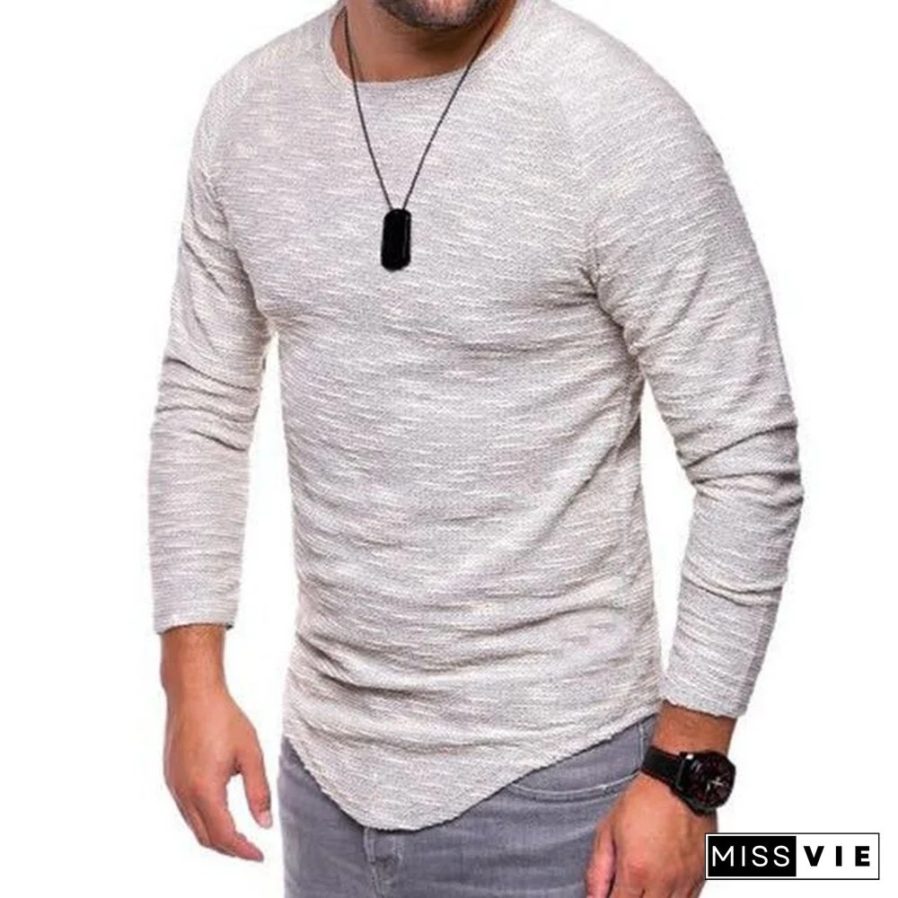 Fashion Slim Casual Long Sleeve T Shirt Mens Autumn Fit Elastic Striped O-Neck Pullover Sexy Tshirt