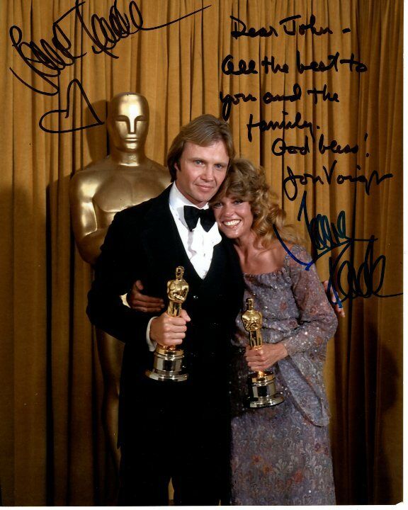 JON VOIGHT & JANE FONDA Signed Autographed OSCAR Photo Poster paintinggraph - To John RARE!