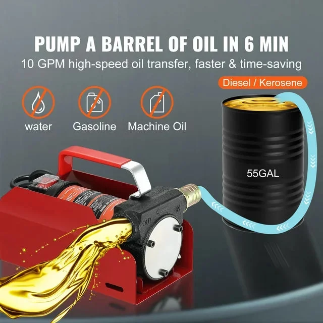 VEVOR Portable Diesel Tank, 116 Gallon Capacity & 10 GPM Flow Rate, Diesel  Fuel Tank with 12V Electric Transfer Pump and 13.1ft Rubber Hose, PE Diesel Transfer  Tank for Easy Fuel Transportation