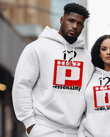 Couple Plus Size Casual Her/His Ersonabity Hoodie Set