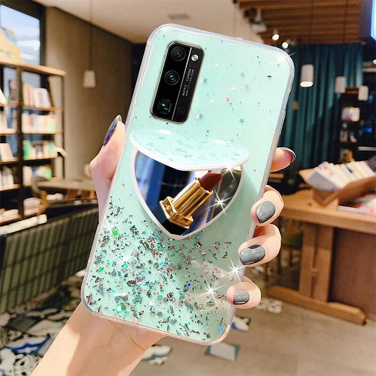 Heart Mirror Sequins Glitter Phone Case For Huawei Y6P Y5P Y7P Y8S Y7A 2020 Y9 Y7 Y6 Y5 Prime 2019 Soft Silicone Cover